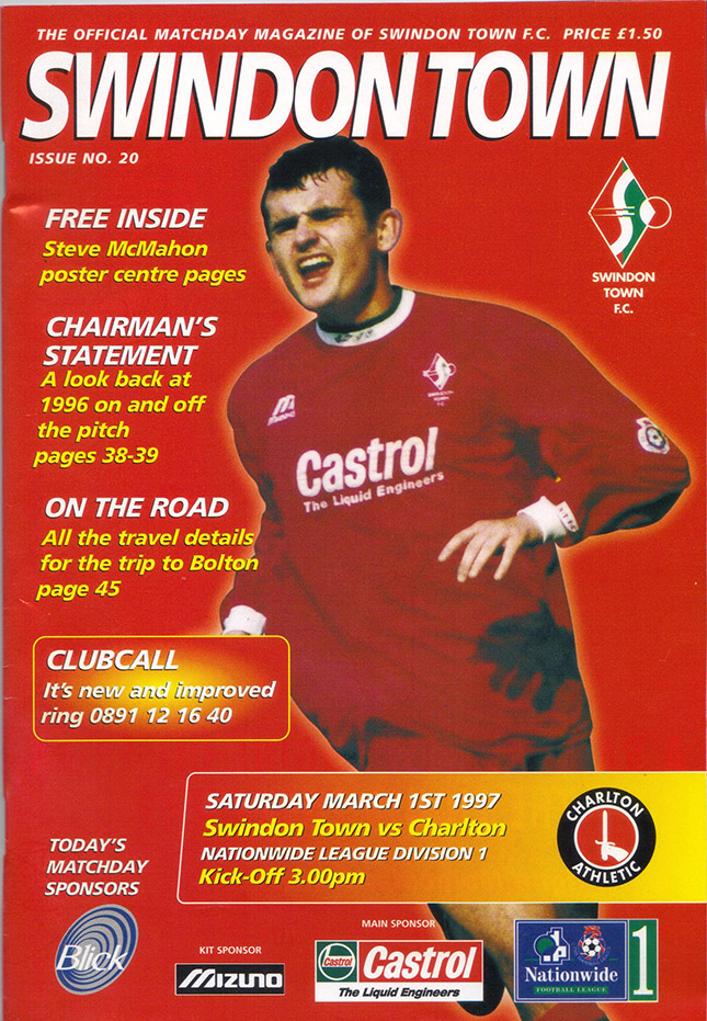 <b>Saturday, March 1, 1997</b><br />vs. Charlton Athletic (Home)